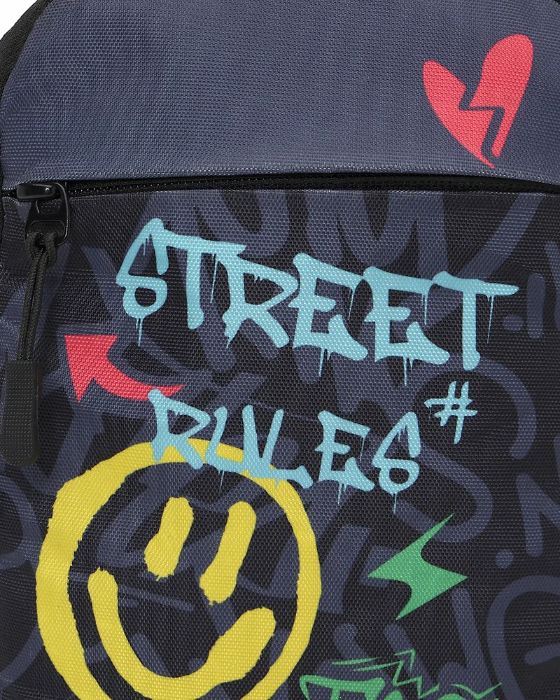 Bewakoof  Unisex Grey & Black Street Rules Printed Sling Bag  | Best Price UAE